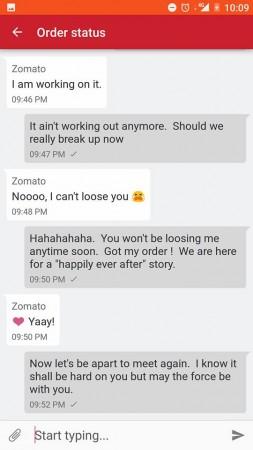 Zomato conversation Zomato conversation