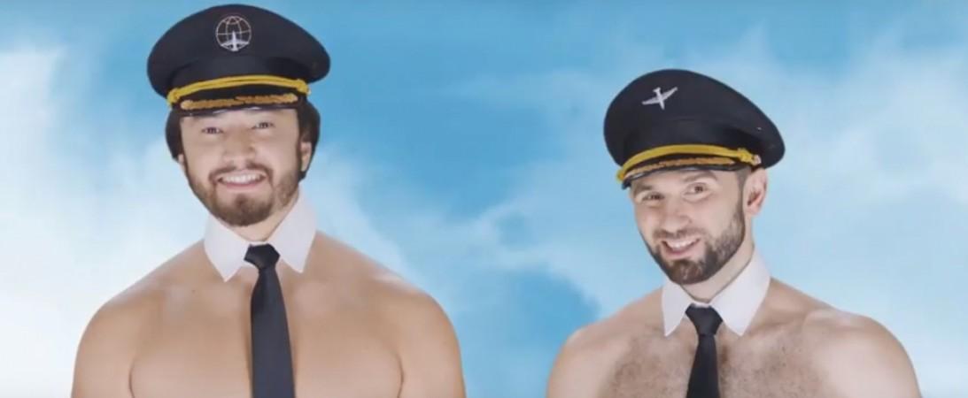 A screenshot of the advertisement featuring male pilots Choco Travel