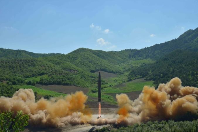 The intercontinental ballistic missile Hwasong-14 is seen during its test launch in this undated photo released by North Korea's Korean Central News Agency (KCNA) in Pyongyang, July, 4 2017. North Korea Missile