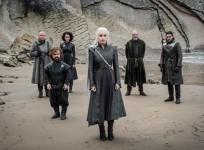 Emilia Clarke, Peter Dinklange, Conleth Hill, Nathalie Emmanuel, Liam Cunningham and Kit Harington in a still from Ep 4 'Spoils of War'