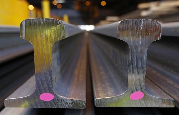 Logo of Tata Steel taken at the group's France Rail plant in the