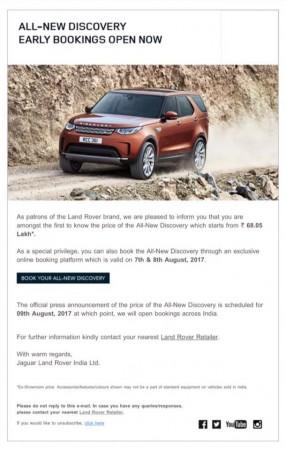 Land Rover Discovery mailer Land Rover Discovery mailer