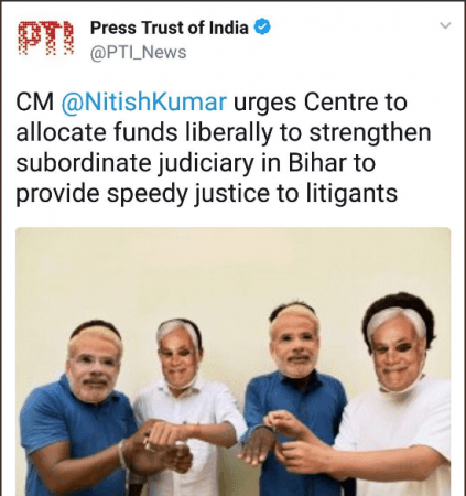PTI tweet on Modi-Nitish friendship PTI tweet on Modi-Nitish