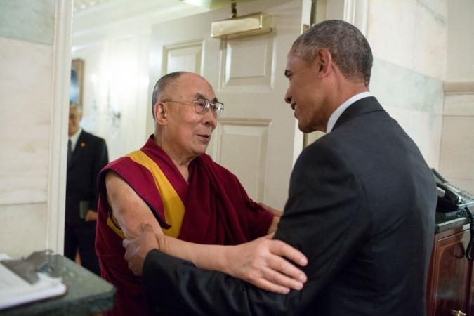 In picture: Barack Obama greets the Dalai Lama at the entrance of the Map Room of the White House in Washongton DC in the US on June 15, 2016. Dalai Lama and Barack Obama