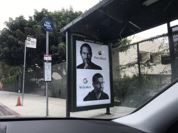 Anti-Google Ads pop-up in public places after Google fired James Damore Anti-Google ads