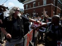 White nationalists clash with a group of counter-protesters in Charlottesville.