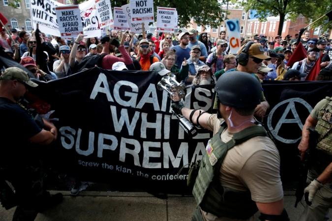 White nationalists are met by a group of counter-protesters in Charlottesville. White nationalists are met by a group of counter-protesters in Charlottesville.