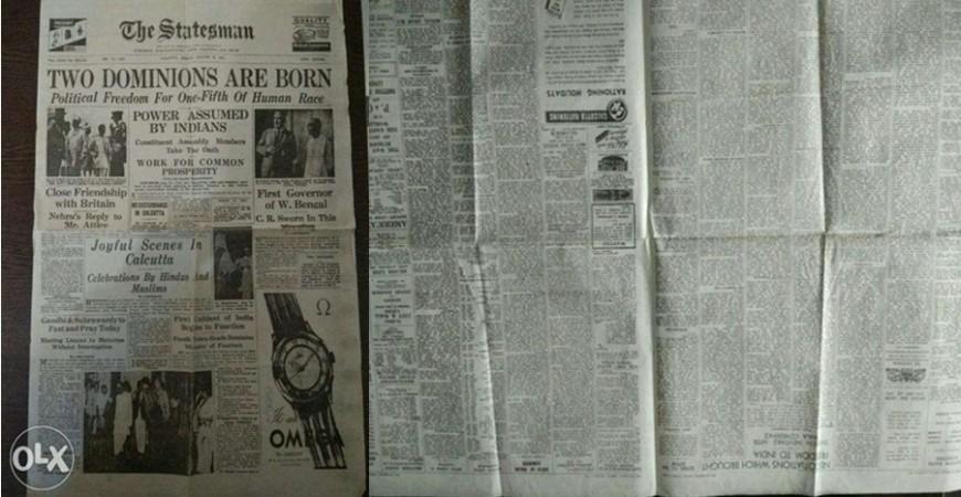 A copy of The Statesman newspaper A copy of The Statesman newspaper
