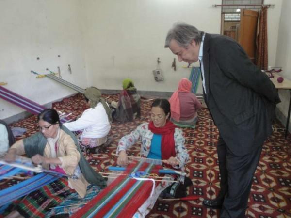 In picture: United Nations Secretary-General Antonio Guterres is concerned that India is considering deporting Ronhingya refugees, his spokesperson said Monday, August 14, 2017. Guterres is seen speaking to refugees from Myanmar during a visit to New Delhi in 2012 when he was the UN High Commissioner for Refugees. Rohingyas