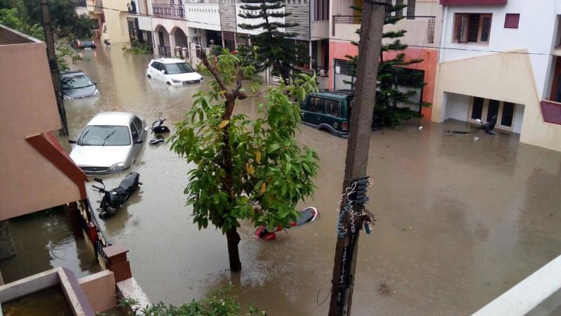 In picture: A flooded street in Koramangala in Bengaluru after rain on Tuesday, August 15, 2017. Koramangala