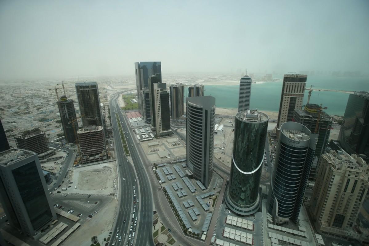 Aerial views of buildings in Doha on May 9, 2014 in Doha, Qatar. Doha, Qatar