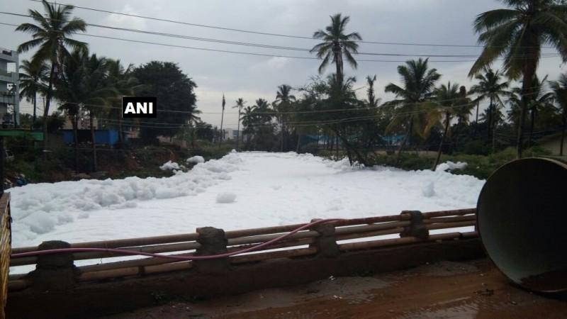 Bellandur Lake was seen covered in toxic foam after the heavy downpour. Bellandur Lake