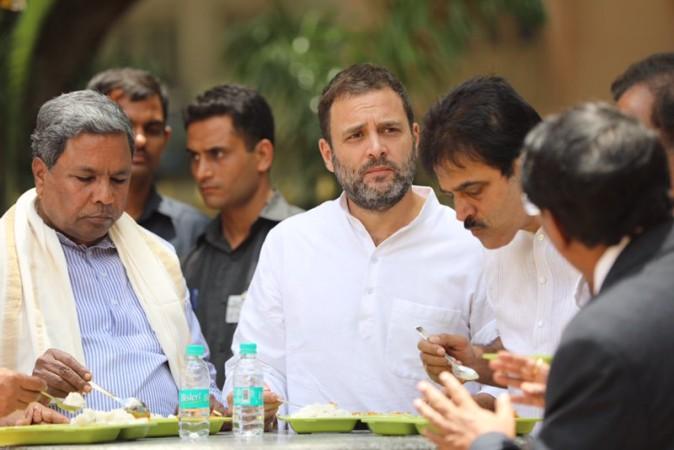 Congress vice president Rahul Gandhi Rahul Gandhi flubs Indira Canteen, calls it Amma Canteen