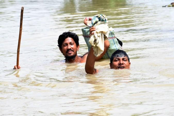 Purnia: A view of flood hit in Purnia district of Bihar on Aug 15, 2017. bihar floods