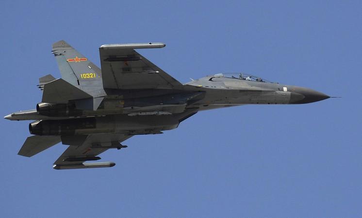 A Shenyang J-11 flies over Anshan Airfield in March 2007. J-11 jet