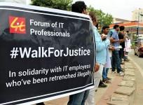 Protest against mass IT layoffs in Hyderabad
