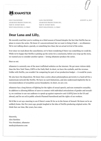 xHamster's letter to Sense8 creators xHamster's letter to Sense8 creators