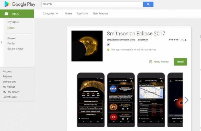 Solar Eclipse 2017: Top 5 Google Android and Apple iOS mobile apps to track celestial spectacle in real-time Smithsonian Eclipse 2017 , mobile app, Google Play store, Android app, Apple App store