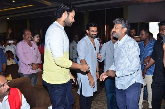 SS Rajamouli with Varun Tej at Sye Raa Narasimha Reddy event