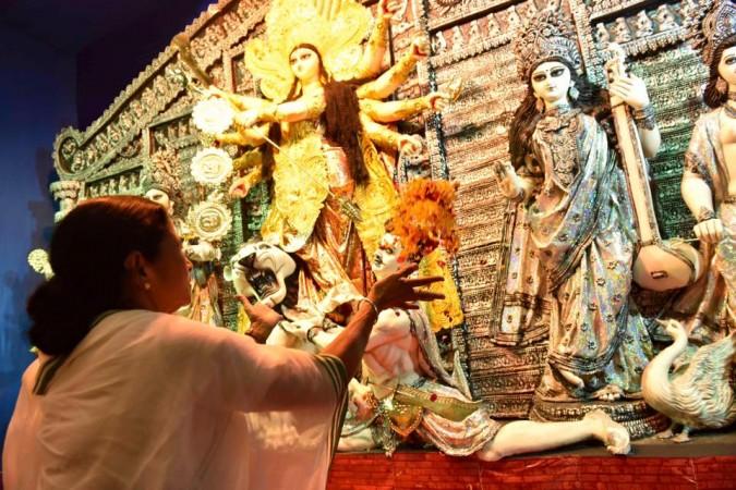 In picture: West Bengal Chief Minister Mamata Banerjee offers prayers to Goddess Durga in October 2016. Mamata Banerjee