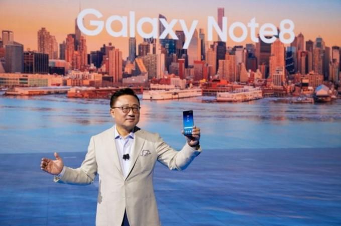 DJ Koh, president of Mobile Communications Business, Samsung Electronics launching Galaxy Note8 at Samsung Galaxy Unpacked 2017 event in New York city on August 23. Samsung, Galaxy Note8, launch, price, specs, features, availability