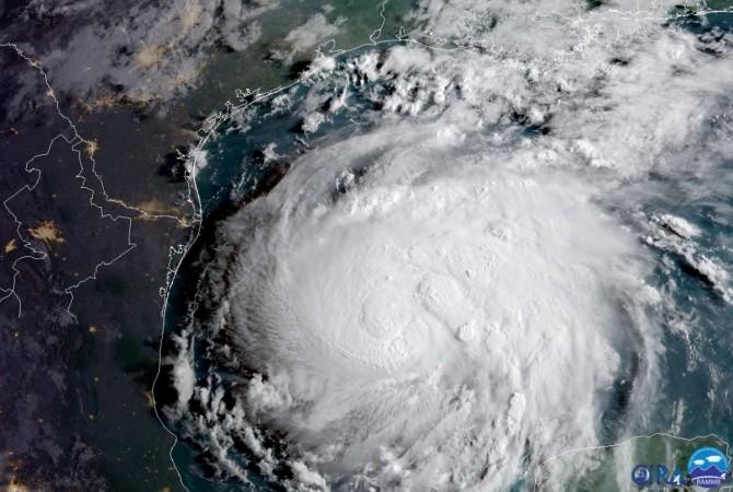 Hurricane Harvey is seen in the Texas Gulf Coast, U.S., in this NOAA GOES satellite image on August 24, 2017. Hurricane Harvey