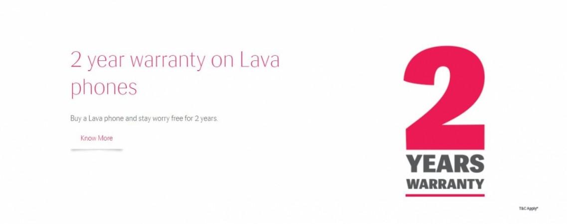 Lava phones, two year warranty, eligible devices