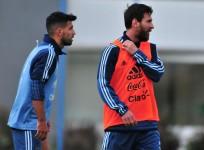 Sergio Aguero, Lionel Messi, Argentina,