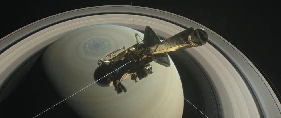 NASA's Cassini spacecraft is shown heading for the gap between Saturn and its rings during one of 22 such dives of the mission's finale in this illustration. The spacecraft will make a final plunge into the planet's atmosphere on Sept. 15. nasa, Cassini, spacecraft, Saturn,