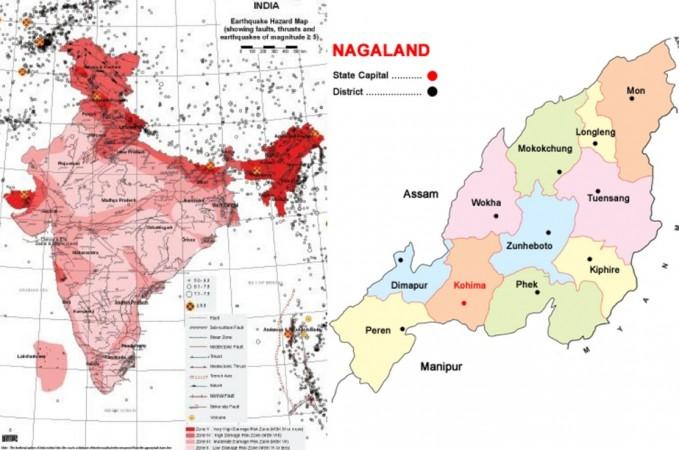 Map of India (left pic) and map of Nagaland state. Map of India (left pic) and map of Nagaland state
