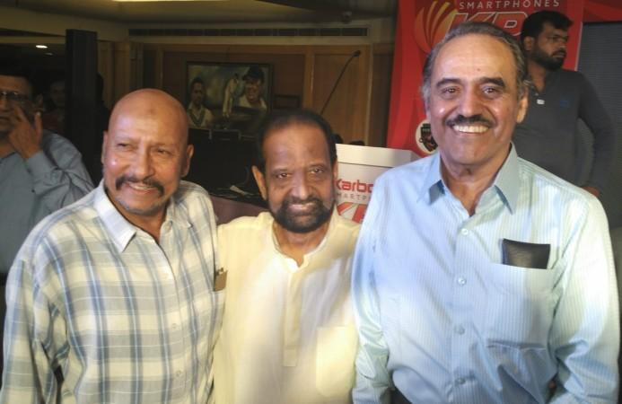 From left: Kirmani, GR Viswanath and Chandrasekhar at Karnataka Premier League (KPL) 2017 trophy launch event at Bengaluru's M Chinnaswamy Stadium recently. Syed Kirmani