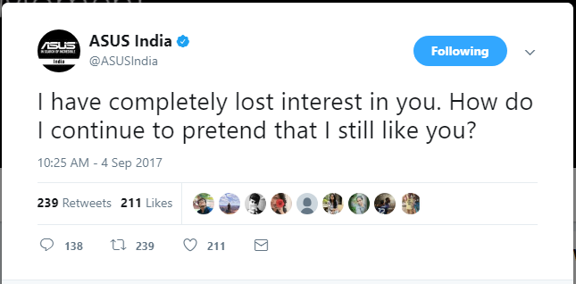 Asus India tweets