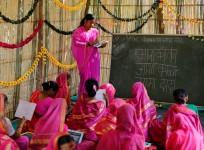 Sheetal Prakash More, a 30-year-old teacher, teaches at Aajibaichi Shaala