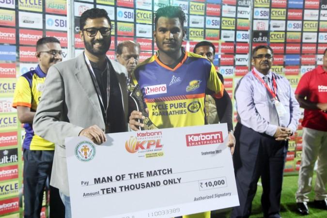 Vyshak Vijaykumar won the Man of the Match for his figures of 2 for 17 on Monday Vyshak Vijaykumar