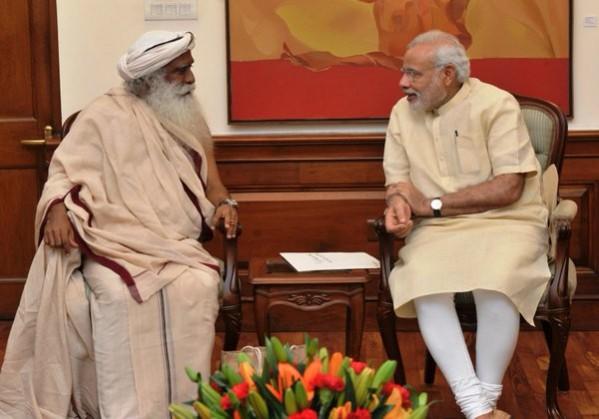 Sadhguru Jaggi Vasudev with Prime Minister Narendra Modi Sadhguru Jaggi Vasudev