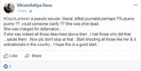 VikramAditya's Facebook post VikramAditya's Facebook post