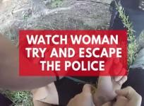 Watch arrested womans daring escape as she slips handcuffs and steals police car