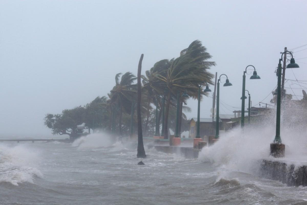 Waves crash against the seawall as Hurricane Irma slammed across islands in the northern Caribbean Hurricane Irma