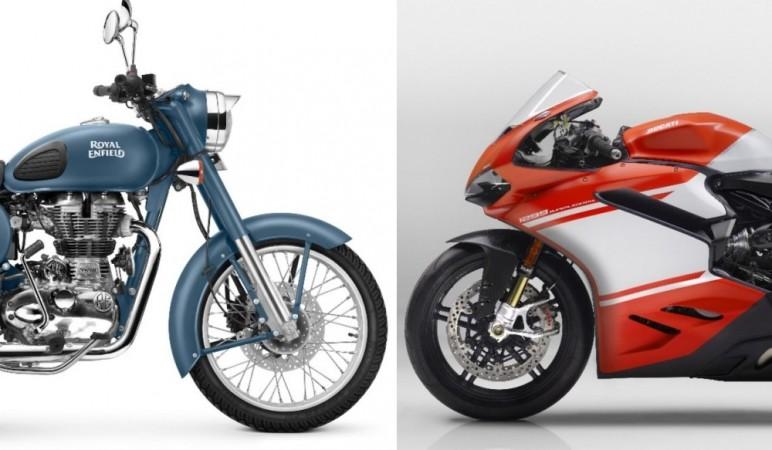 Royal Enfield Classic 500 and Ducati 1299 Superleggera Royal Enfield Ducati