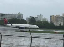Delta Airlines flight takes off from Puerto Rico during Hurricane Irma
