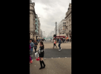 Smoke seen across Oxford Street after an electrical explosion