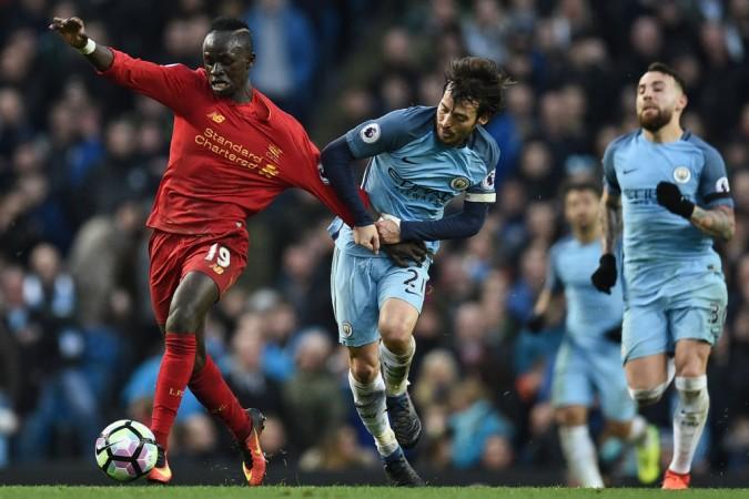 Sadio Mane and David Silva. David Silva, Sadio Mane, Manchester City vs Liverpool