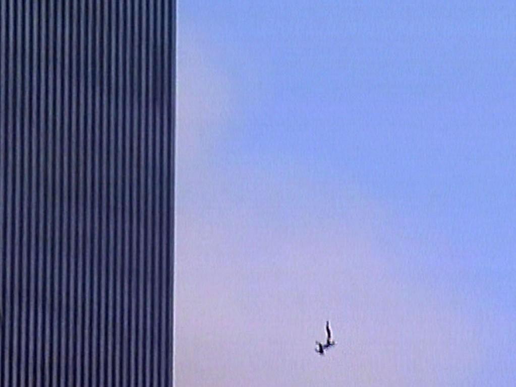 A television image of a body falling from one of the towers of New York&apo...