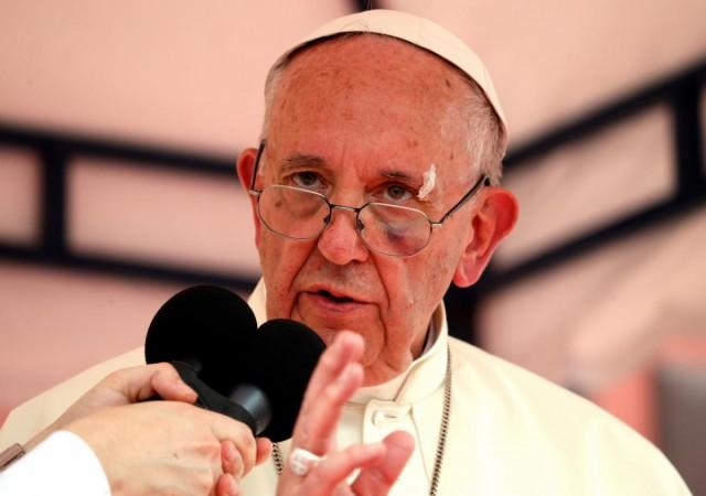 Pope Francis speaks outside Sanctuary of Saint Peter Claver in Cartagena, Colombia September 10, 2017 Pope Francis