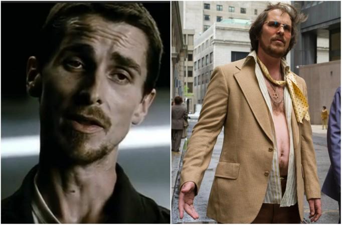 Christian Bale in The Machinist (L); and American Hustle (R) Christian Bale