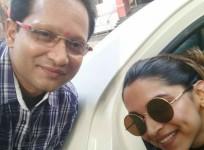 Deepika Padukone with S Pradeep of Veena Stores