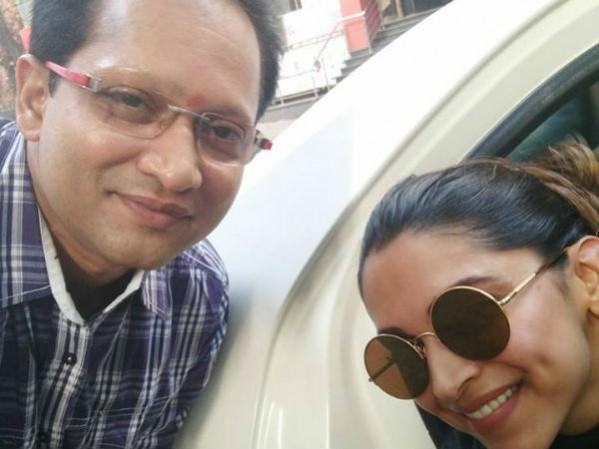 Deepika Padukone with S Pradeep of Veena Stores. Deepika Padukone with S Pradeep of Veena Stores