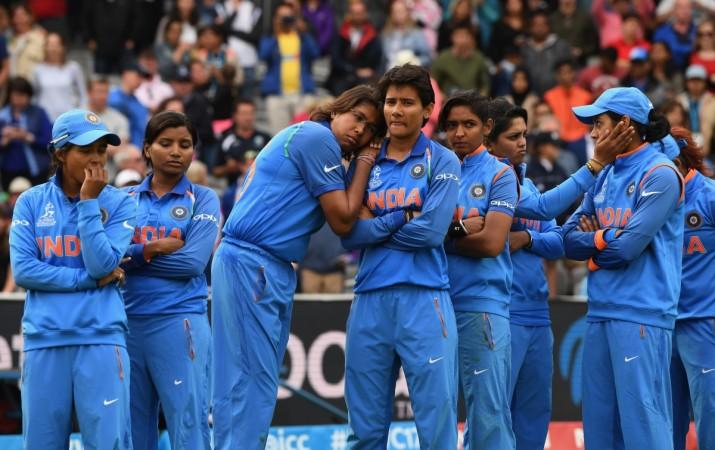 The India team are dejected after the ICC Women's World Cup 2017 Final between England and India at Lord's Cricket Ground on July 23, 2017 in London, England india women's cricket