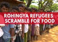 Rohingya refugees in Bangladesh scramble for food