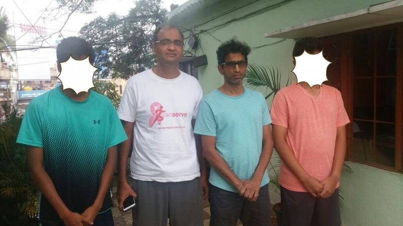 The two schoolboys who survived along with their fathers. Bangalore accident